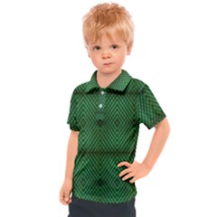 Green Diamond Grid Pattern Kids  Polo T-Shirt