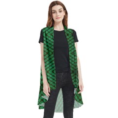 Green Diamond Grid Pattern Sleeveless Chiffon Waistcoat Shirt