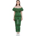 Green Diamond Grid Pattern Bardot Ruffle jumpsuit View1