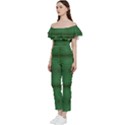 Green Diamond Grid Pattern Bardot Ruffle jumpsuit View2