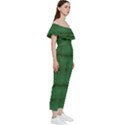 Green Diamond Grid Pattern Bardot Ruffle jumpsuit View3