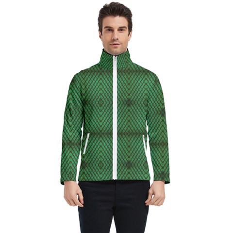 Green Diamond Grid Pattern Men s Bomber Jacket by ExtraGoodSauce