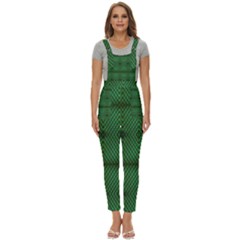 Green Diamond Grid Pattern Women s Pinafore Overalls Jumpsuit