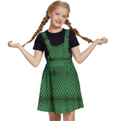 Green Diamond Grid Pattern Kids  Apron Dress