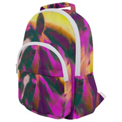 Vibrant Abstract Equine Art Rounded Multi Pocket Backpack by ExtraGoodSauce