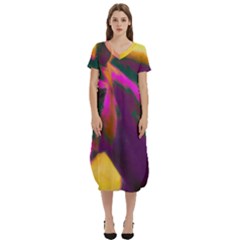 Vibrant Abstract Equine Art T-shirt Midi Dress With Pockets by ExtraGoodSauce