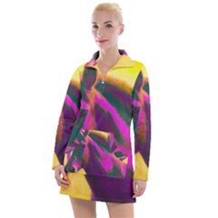 Vibrant Abstract Equine Art Women s Long Sleeve Casual Dress by ExtraGoodSauce