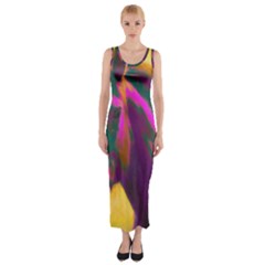 Vibrant Abstract Equine Art Fitted Maxi Dress by ExtraGoodSauce