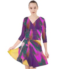 Vibrant Abstract Equine Art Quarter Sleeve Front Wrap Dress by ExtraGoodSauce