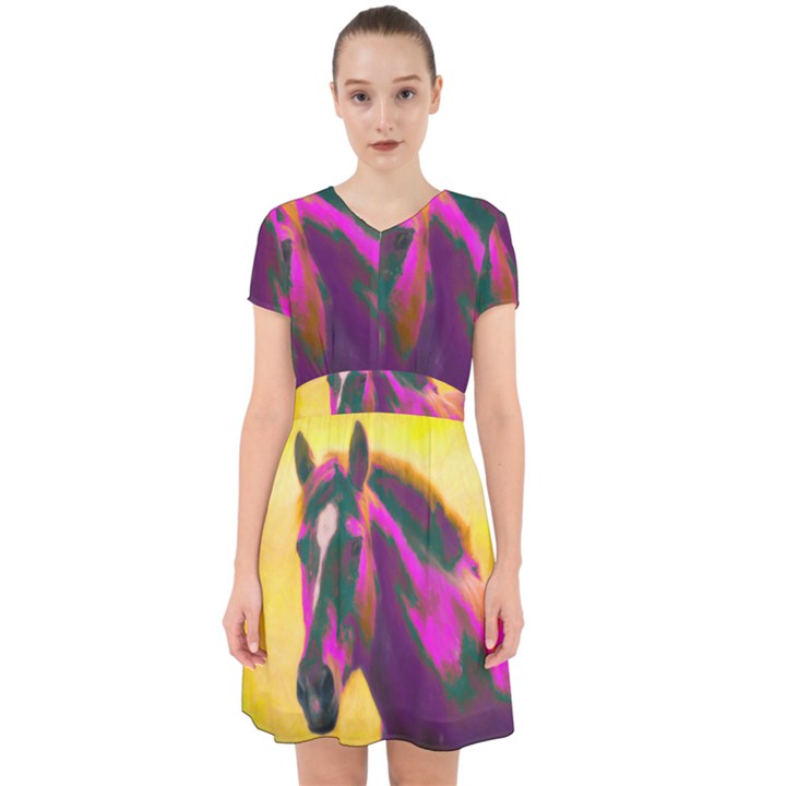 Vibrant Abstract Equine Art Adorable in Chiffon Dress