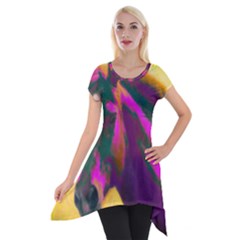 Vibrant Abstract Equine Art Short Sleeve Side Drop Tunic by ExtraGoodSauce