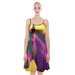 Vibrant Abstract Equine Art Spaghetti Strap Velvet Dress by ExtraGoodSauce