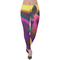 Vibrant Abstract Equine Art Velvet Leggings