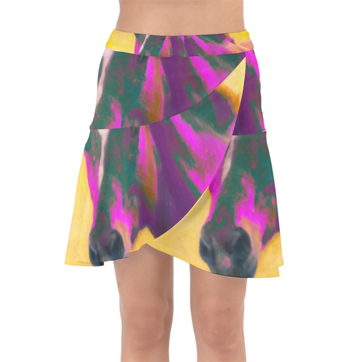 Vibrant Abstract Equine Art Wrap Front Skirt