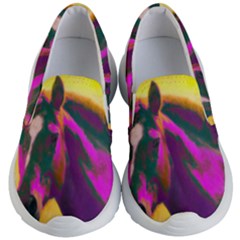 Vibrant Abstract Equine Art Kids Lightweight Slip Ons by ExtraGoodSauce