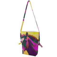 Vibrant Abstract Equine Art Folding Shoulder Bag