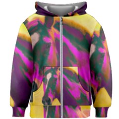 Vibrant Abstract Equine Art Kids  Zipper Hoodie Without Drawstring by ExtraGoodSauce