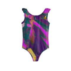 Vibrant Abstract Equine Art Kids  Frill Swimsuit by ExtraGoodSauce