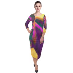 Vibrant Abstract Equine Art Quarter Sleeve Midi Velour Bodycon Dress by ExtraGoodSauce