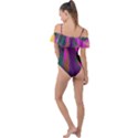 Vibrant Abstract Equine Art Frill Detail One Piece Swimsuit View2