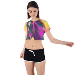 Vibrant Abstract Equine Art Tie Back Short Sleeve Crop T-shirt by ExtraGoodSauce