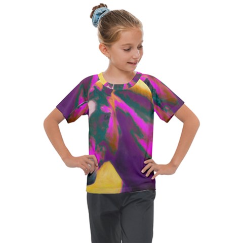 Vibrant Abstract Equine Art Kids  Mesh Piece T-shirt by ExtraGoodSauce