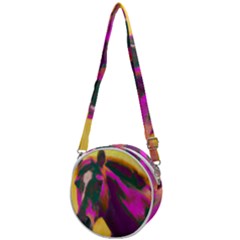 Vibrant Abstract Equine Art Crossbody Circle Bag by ExtraGoodSauce