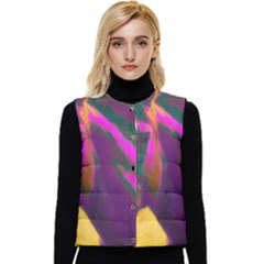 Vibrant Abstract Equine Art Women s Button Up Puffer Vest