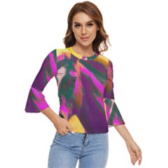 Vibrant Abstract Equine Art Bell Sleeve Top