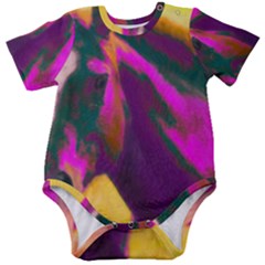 Vibrant Abstract Equine Art Baby Short Sleeve Bodysuit by ExtraGoodSauce