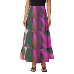 Vibrant Abstract Equine Art Tiered Ruffle Maxi Skirt by ExtraGoodSauce