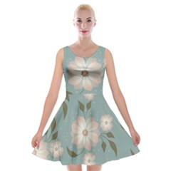 Flora Floral Flower Flowers Pattern Velvet Skater Dress