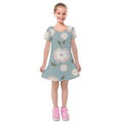 Flora Floral Flower Flowers Pattern Kids  Short Sleeve Velvet Dress