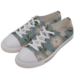 Flora Floral Flower Flowers Pattern Men s Low Top Canvas Sneakers by Apenda