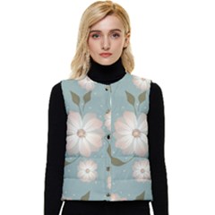 Flora Floral Flower Flowers Pattern Women s Button Up Puffer Vest