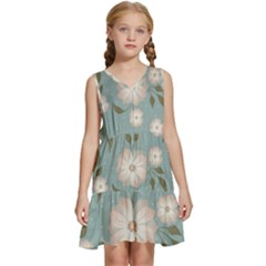 Flora Floral Flower Flowers Pattern Kids  Sleeveless Tiered Mini Dress by Apenda