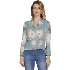 Flora Floral Flower Flowers Pattern Women s Long Sleeve Revers Collar Cropped Jacket by Apenda