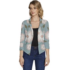 Flora Floral Flower Flowers Pattern Women s Casual 3/4 Sleeve Spring Jacket by Apenda