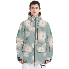 Flora Floral Flower Flowers Pattern Men s Multi Pockets Zip Ski And Snowboard Waterproof Breathable Jacket by Apenda