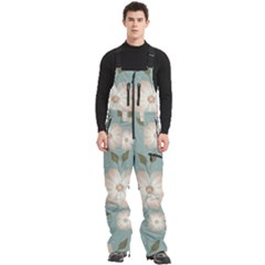 Flora Floral Flower Flowers Pattern Men s Front Zip Ski And Snowboard Bib Pants