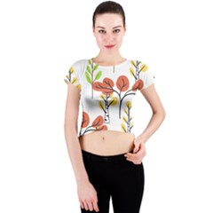 Tree Auntumn Leaf Crew Neck Crop Top by anzea