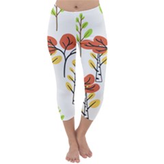 Tree Auntumn Leaf Capri Winter Leggings 