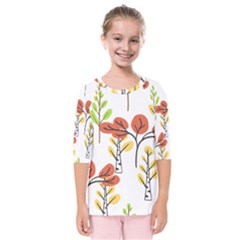 Tree Auntumn Leaf Kids  Quarter Sleeve Raglan T-shirt