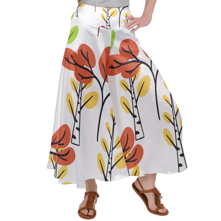 Tree Auntumn Leaf Women s Satin Palazzo Pants