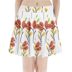 Tree Auntumn Leaf Pleated Mini Skirt by anzea