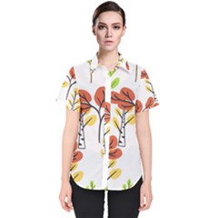 Tree Auntumn Leaf Women s Short Sleeve Shirt