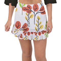 Tree Auntumn Leaf Fishtail Mini Chiffon Skirt by anzea