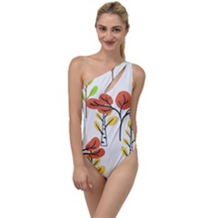 Tree Auntumn Leaf To One Side Swimsuit