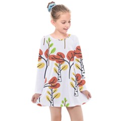 Tree Auntumn Leaf Kids  Long Sleeve Dress by anzea