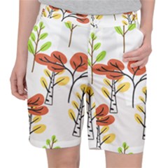 Tree Auntumn Leaf Women s Pocket Shorts by anzea